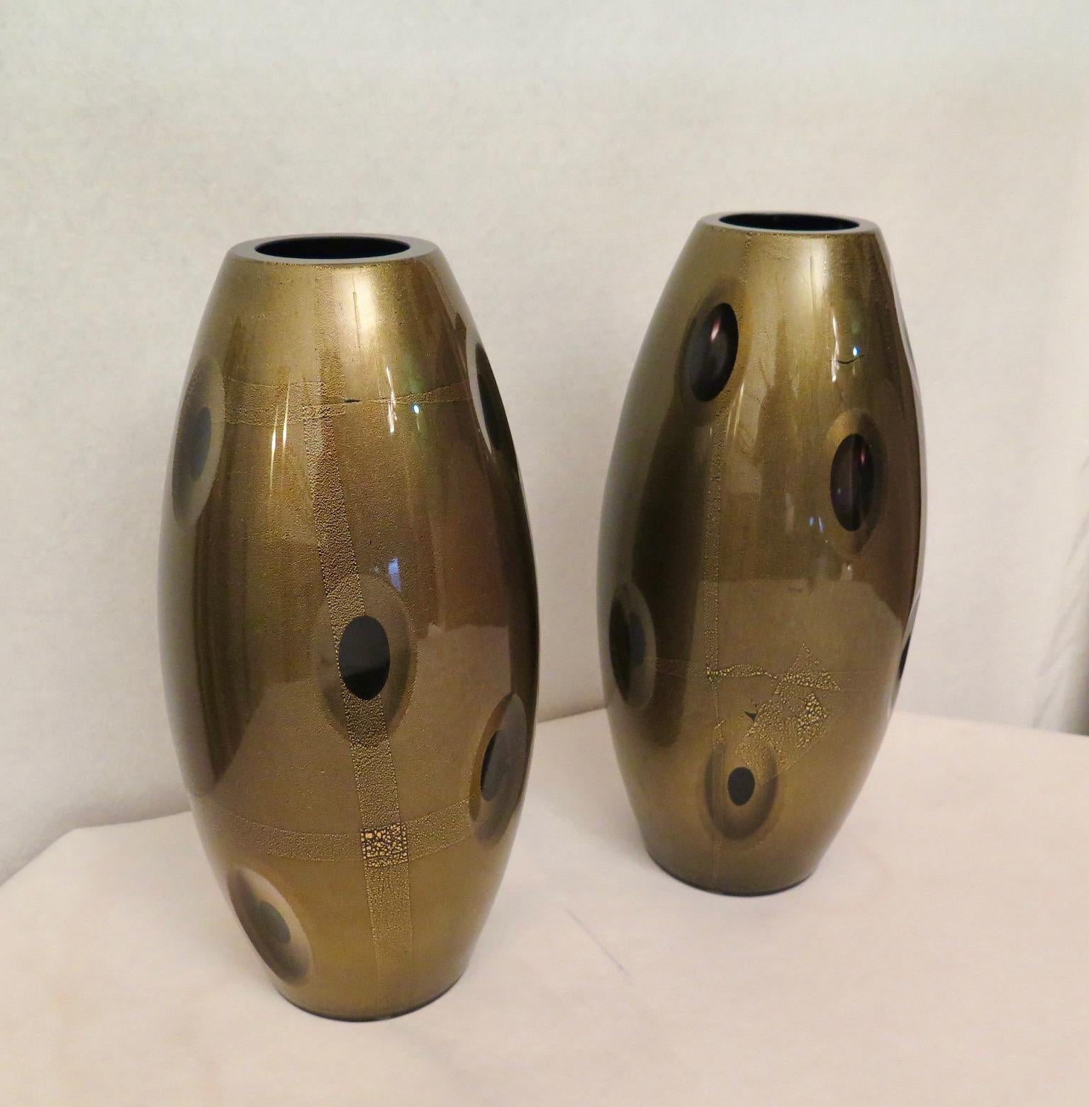 Pairs of Murano Art Glass Midcentury Italian Vases, 1970 In Excellent Condition In Rome, IT