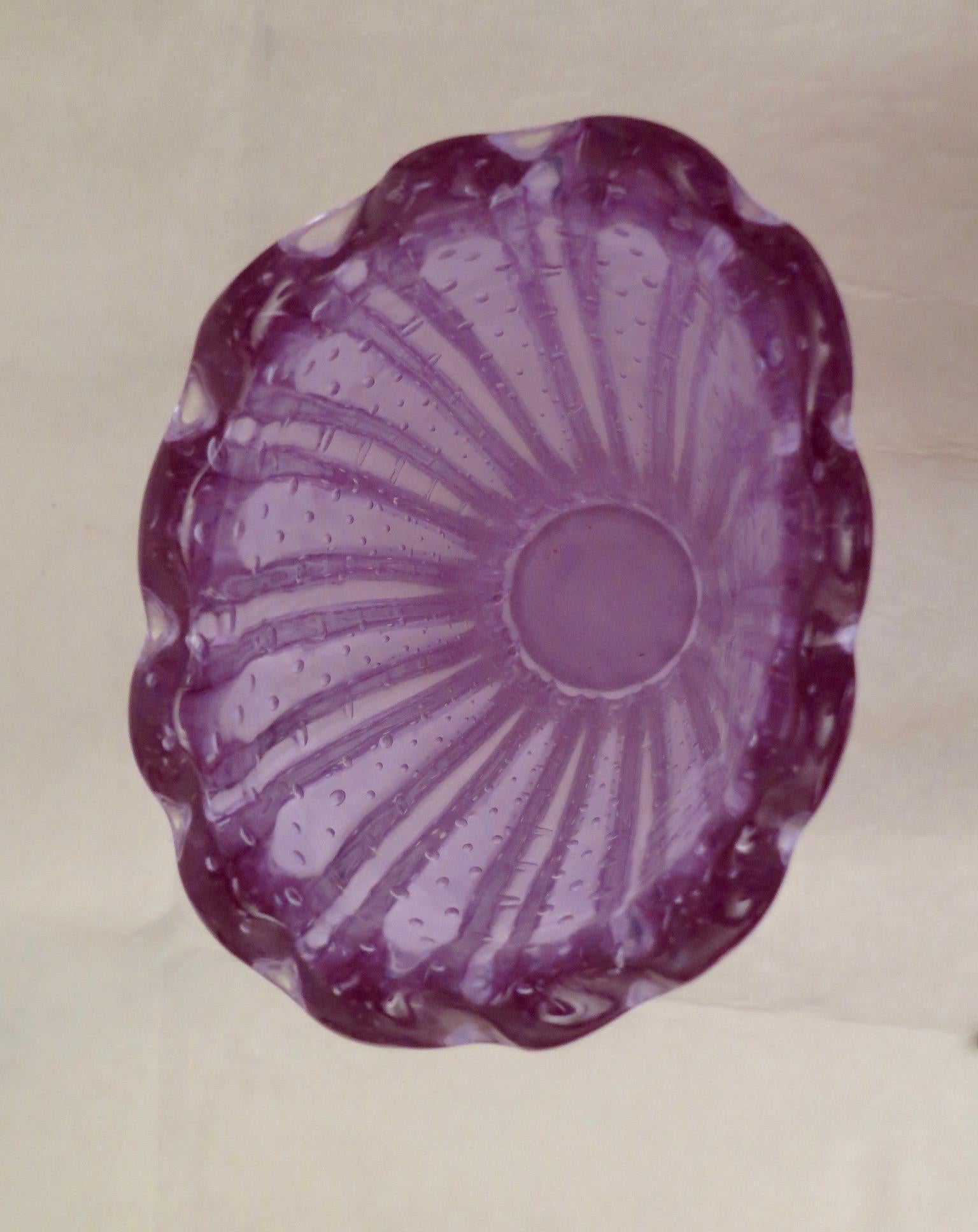 Mid-Century Modern Pairs of Murano Midcentury Violet Art Glass Italian Vases, 1950