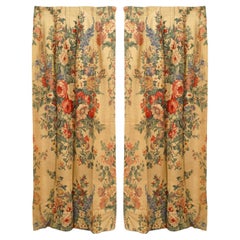 Pairs of Printed Peony Floral Linen Drapes Pairs of Printed Peony Floral Linen Drapes