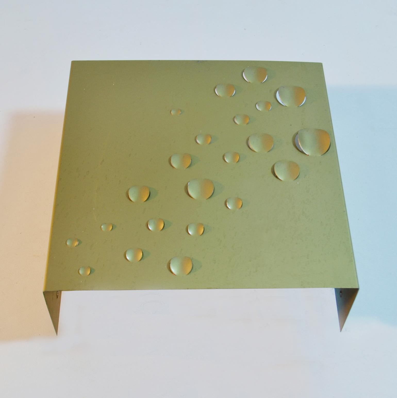 Dutch Pair of Square Gold Metal Raindrop Wall Lamps by Jelle Jelles for RAAK 1965 For Sale