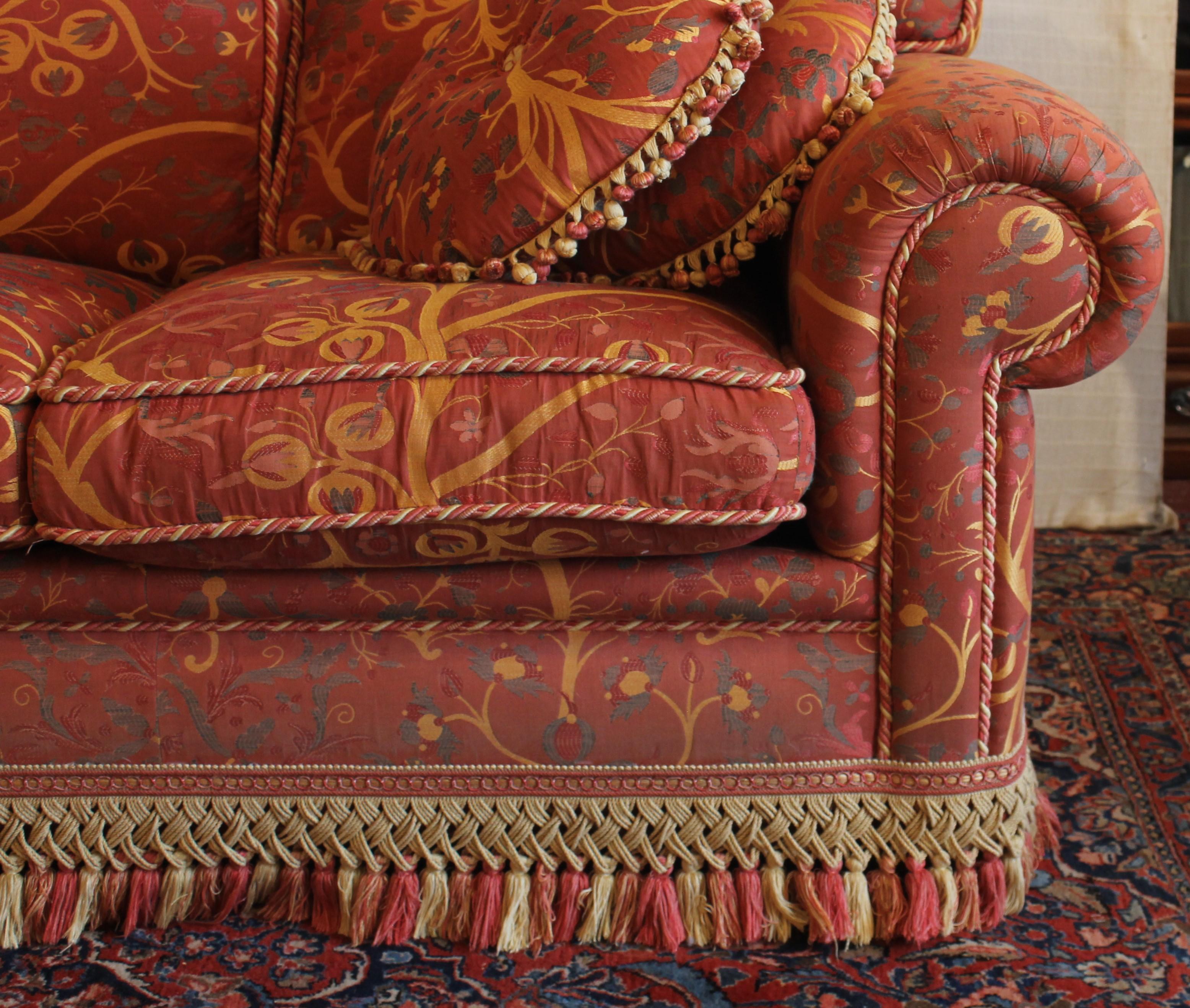 Silk Pairs Of Sofas With Floral Decor