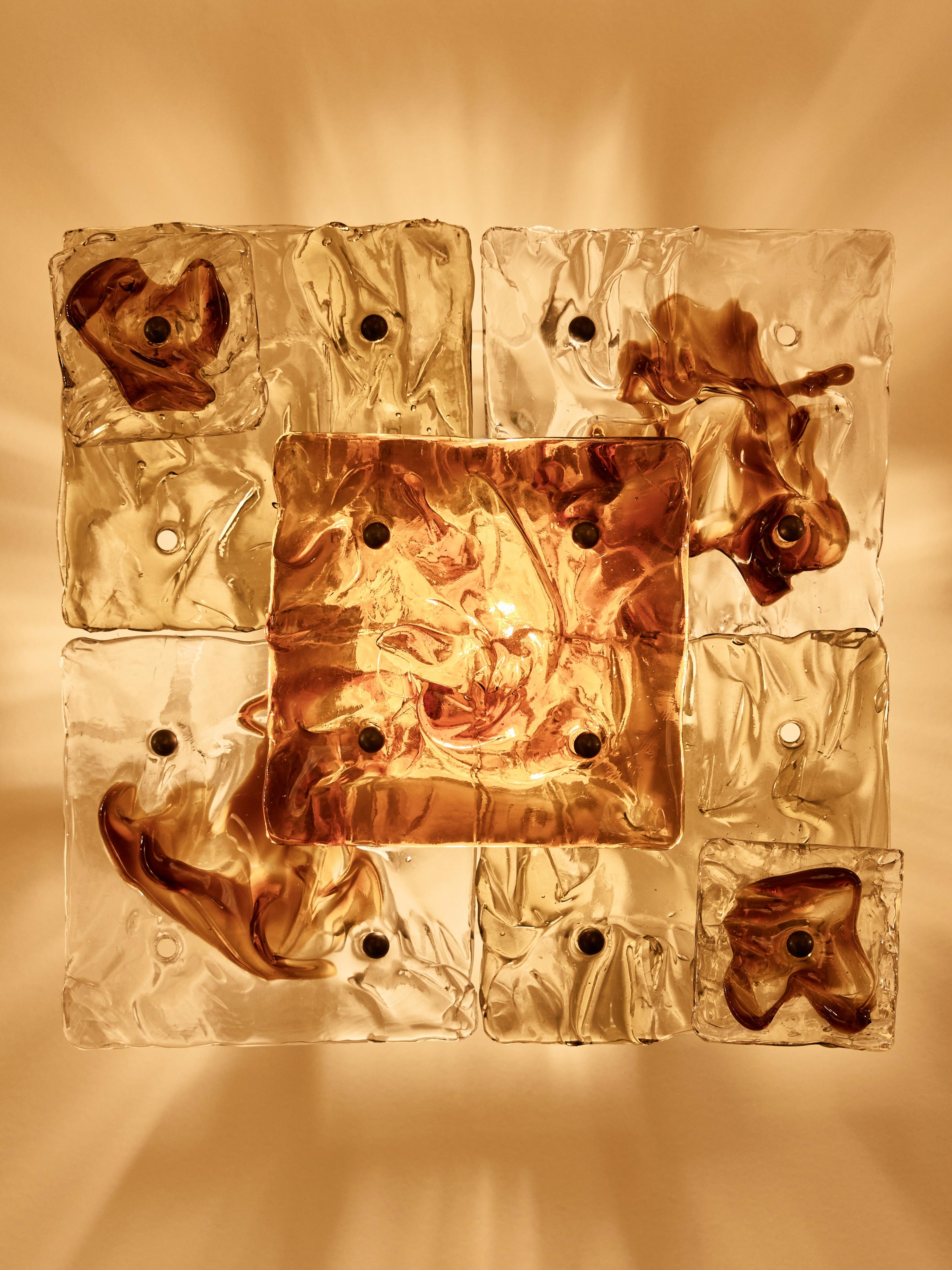 Mid-Century moderno Coppia di appliques in vetro di Toni Zuccheri per Venini in vendita