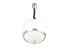 Pairs of Up and Down Pendant Lamps in White Perspex and Satin Aluminum by Stilux