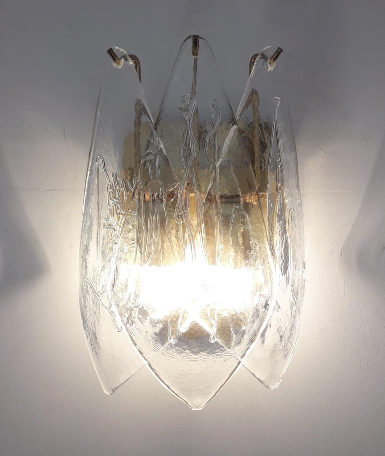 Vintage Italian wall lights with elegant clear 