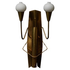 Pairs of Retro Norwegian Brass and Glass Wall Sconces