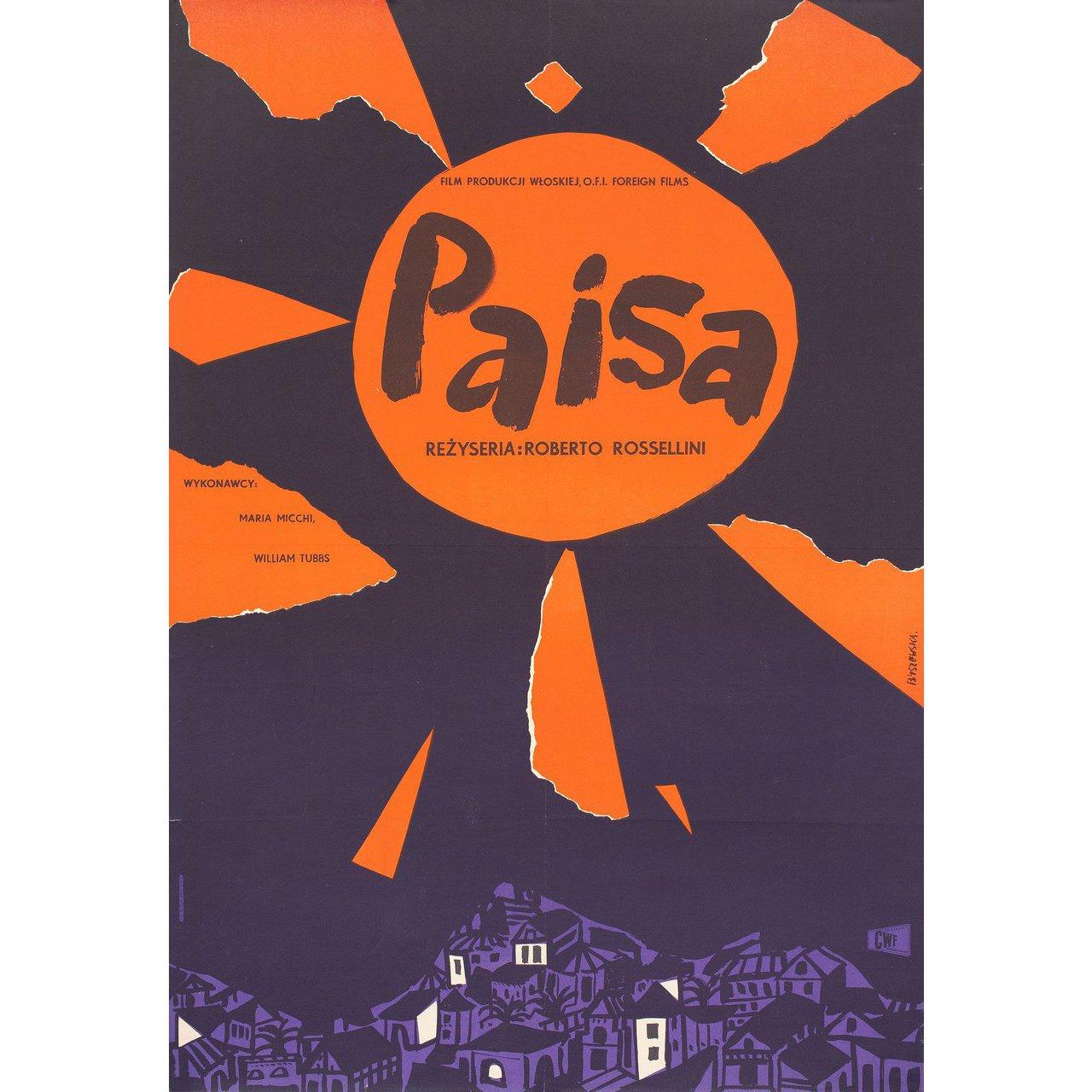 Original 1957 Polish A1 poster by Teresa Byszewska for the 1946 film Paisan (Paisa) directed by Roberto Rossellini with Carmela Sazio / Robert Van Loon / Benjamin Emanuel / Raymond Campbell. Fine condition, folded. Many original posters were issued