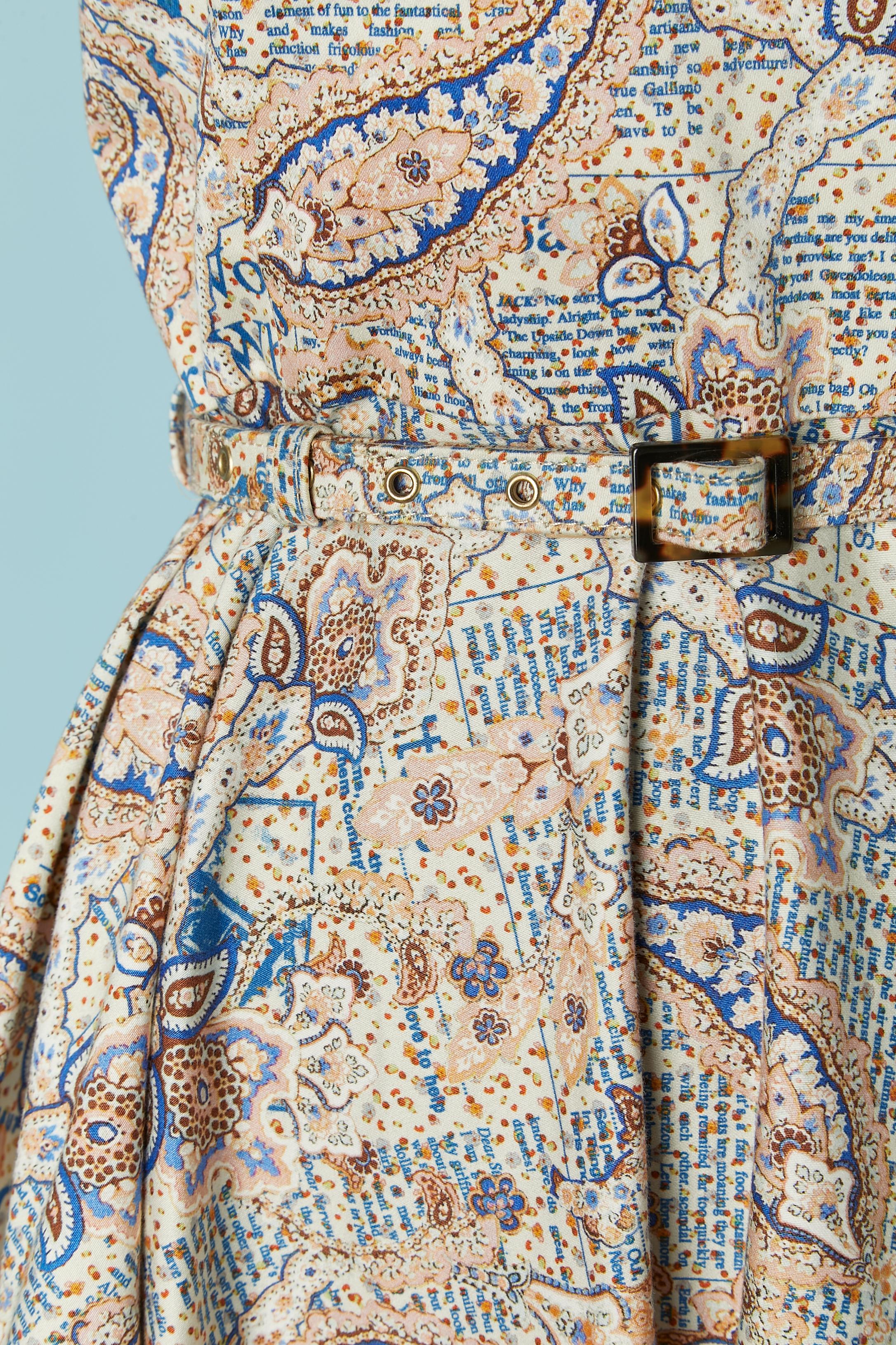Vestido de algodón sin mangas estampado Paisley y Periódico GALLIANO Gris en venta