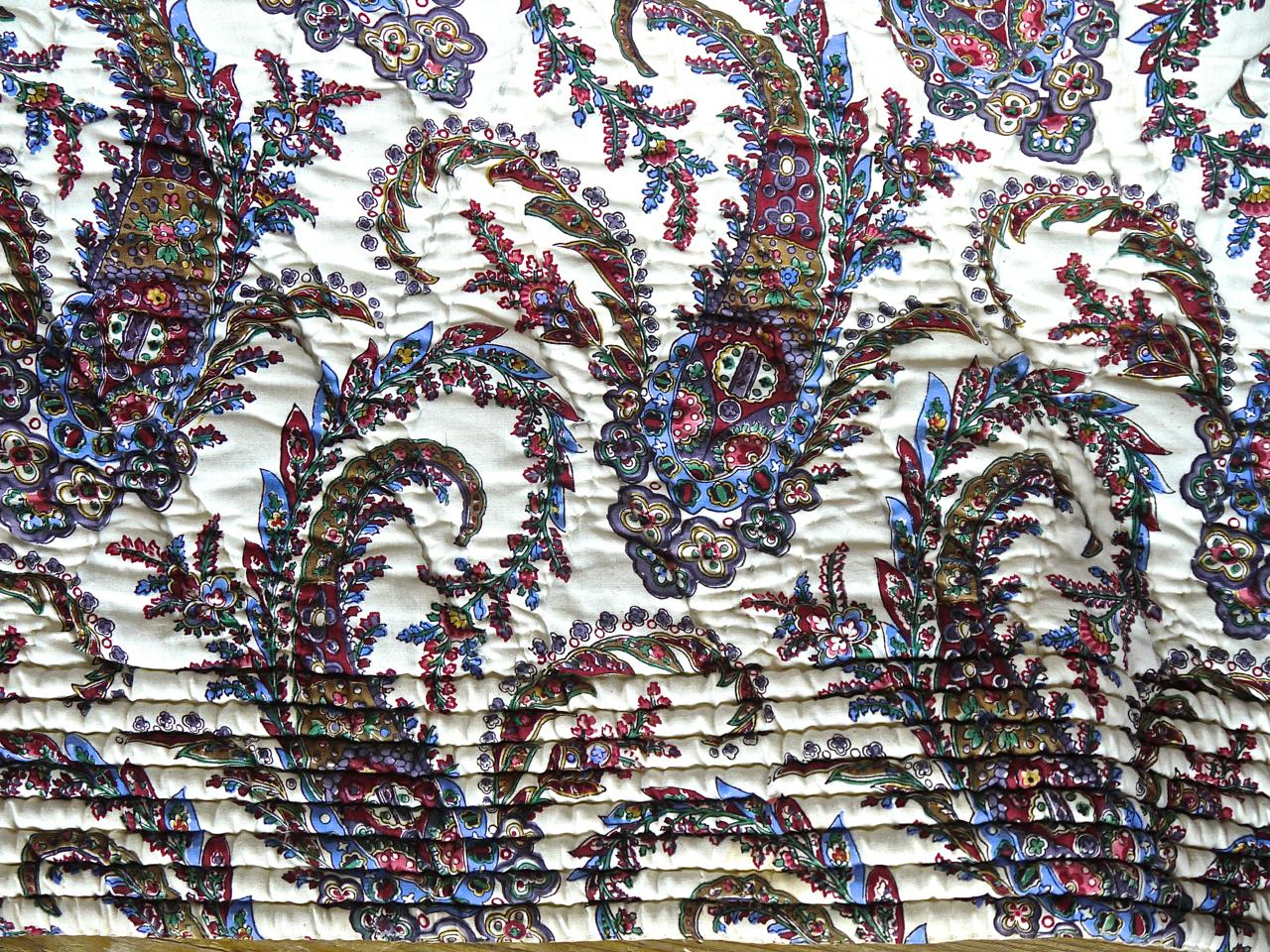 Paisley Block Printed Cotton Quilt French 19th Century In Good Condition For Sale In London, GB