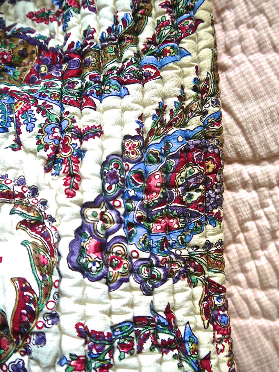 Paisley Block Printed Cotton Quilt French 19th Century For Sale 2