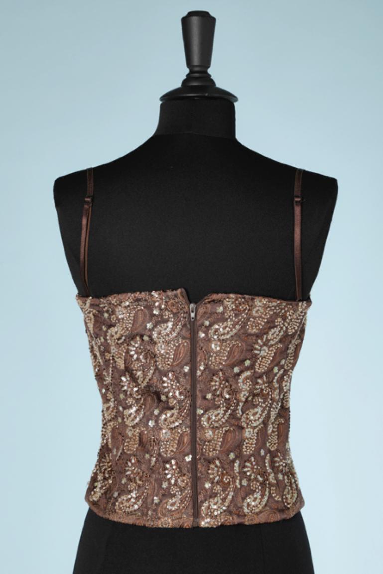 Paisley brocade pattern bustier with embroideries Luisa Spagnoli In Excellent Condition In Saint-Ouen-Sur-Seine, FR