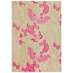 'Paisley' Contemporary, Traditional Fabric in Hot Pink on Tea Stain