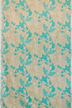 'Paisley' Contemporary, Traditional Fabric in Turquoise on Old Grey