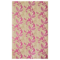'Paisley' Contemporary, Traditional Wallpaper in Hot Pink on Tea Stain