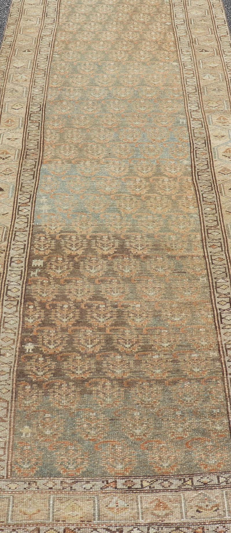 Wool Paisley Field Antique Persian Malayer Runner by Keivan Woven Arts For Sale