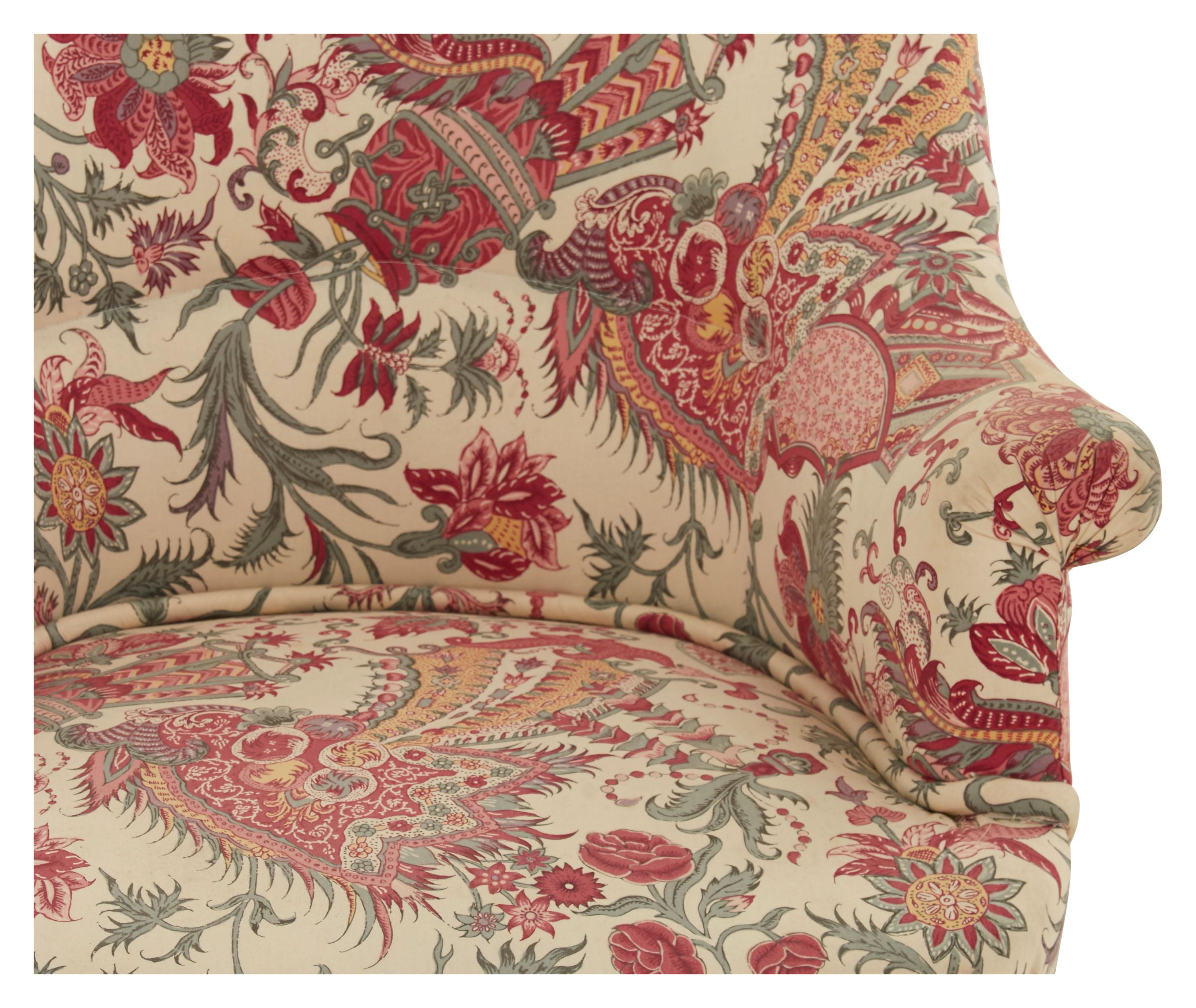 floral print armchair