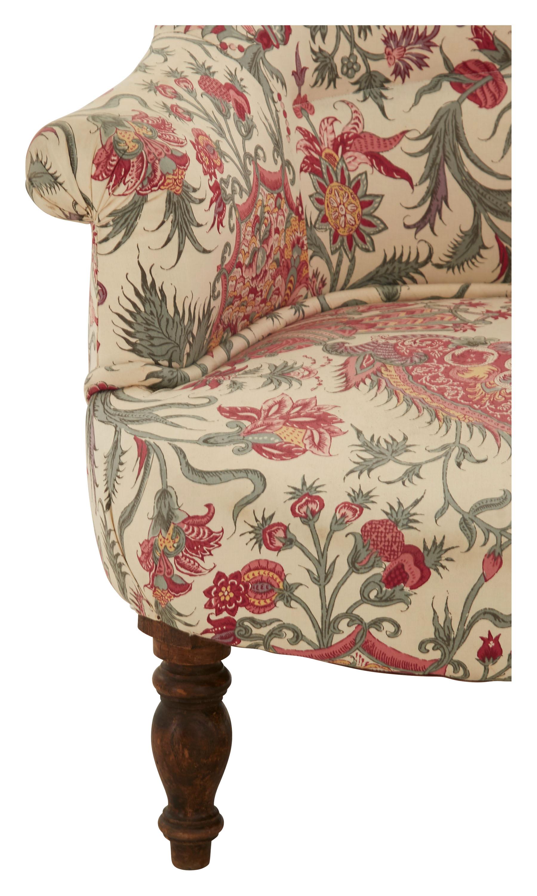 French Paisley Floral Print Napoleon III Armchair