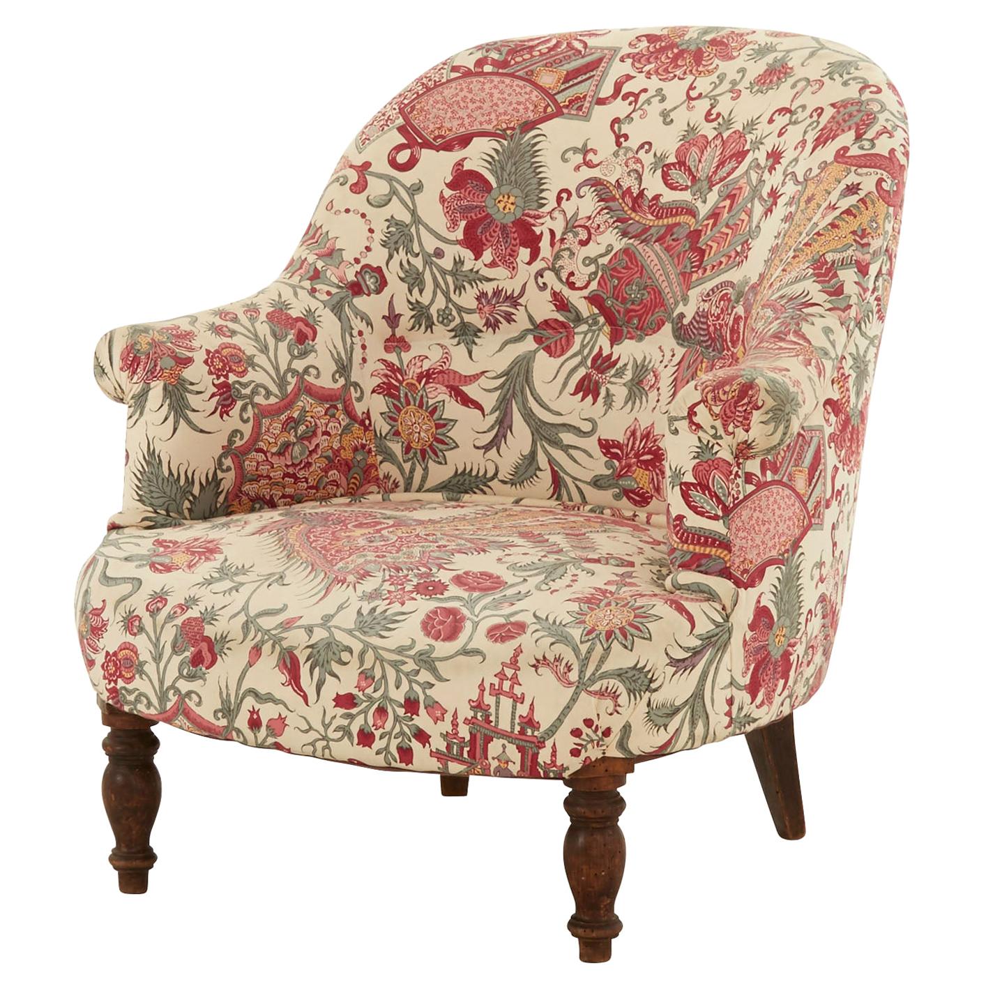 Paisley Floral Print Napoleon III Armchair