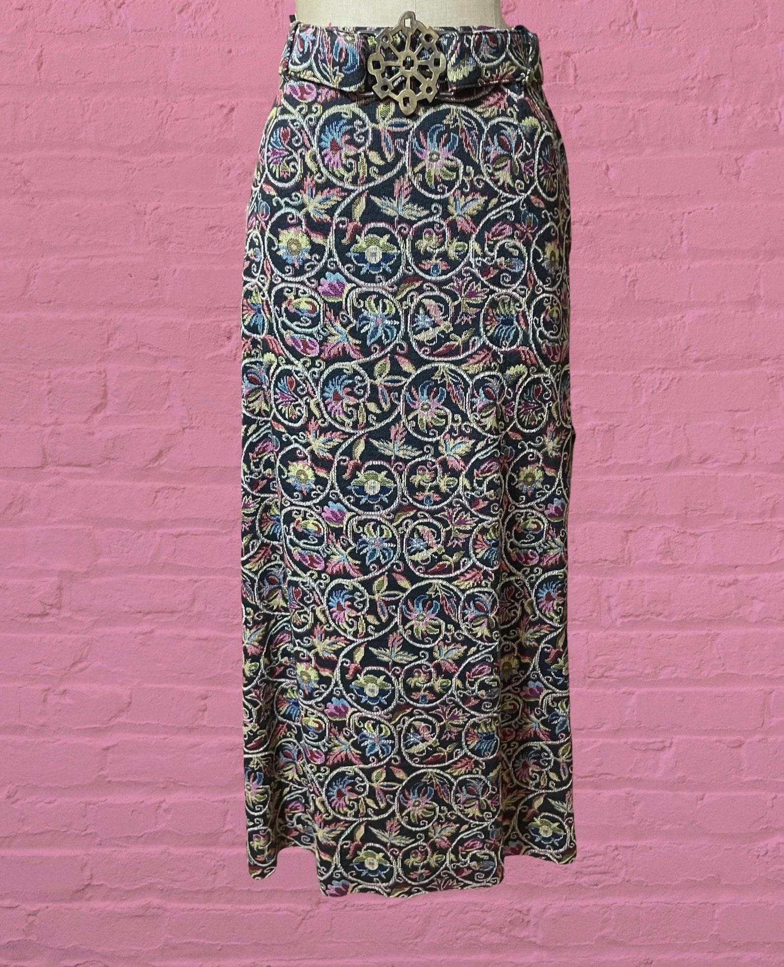 Paisley Floral Tapestry Maxi Skirt, Circa 1970s For Sale 4