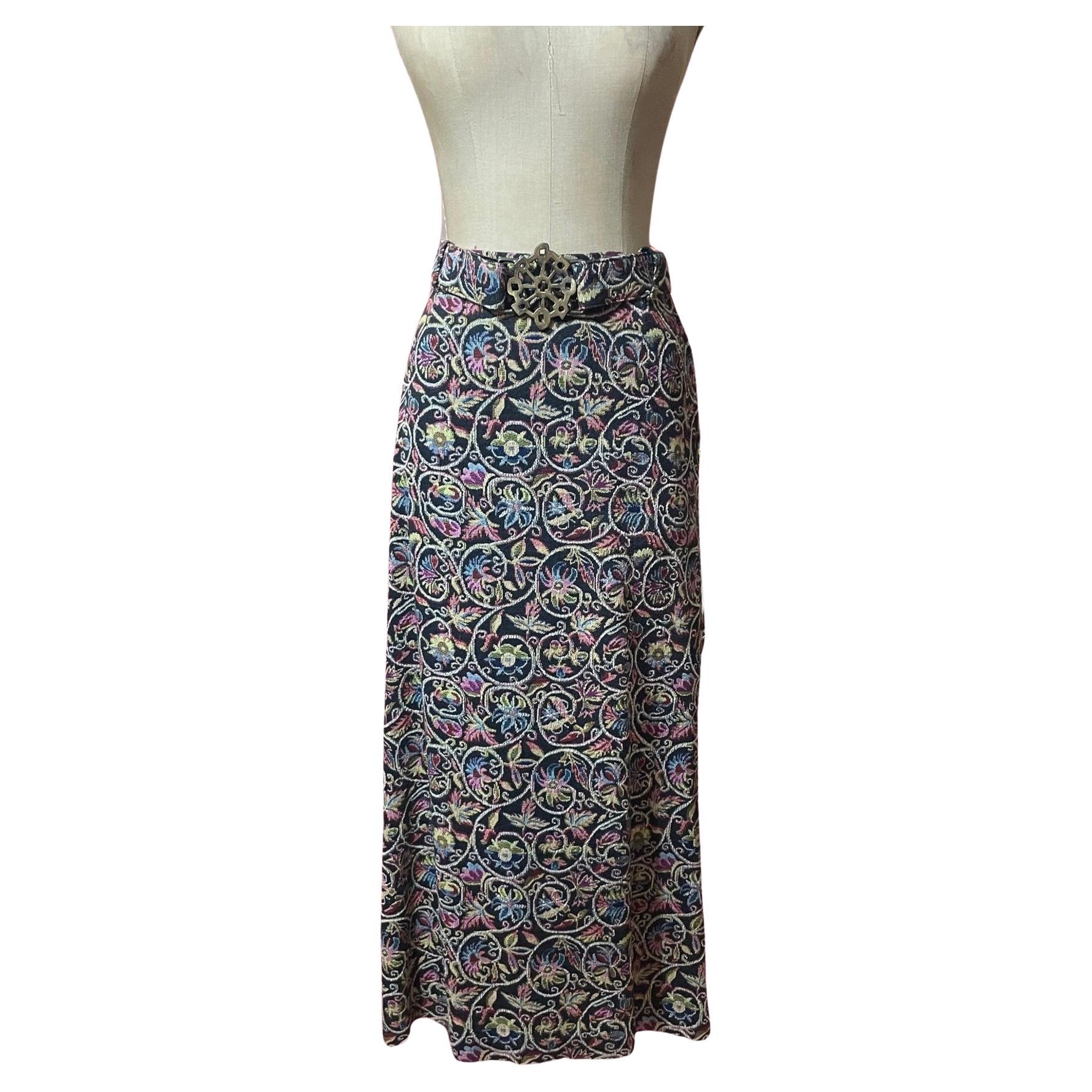 Maxi gonna con arazzo floreale Paisley, CIRCA ANNI '70