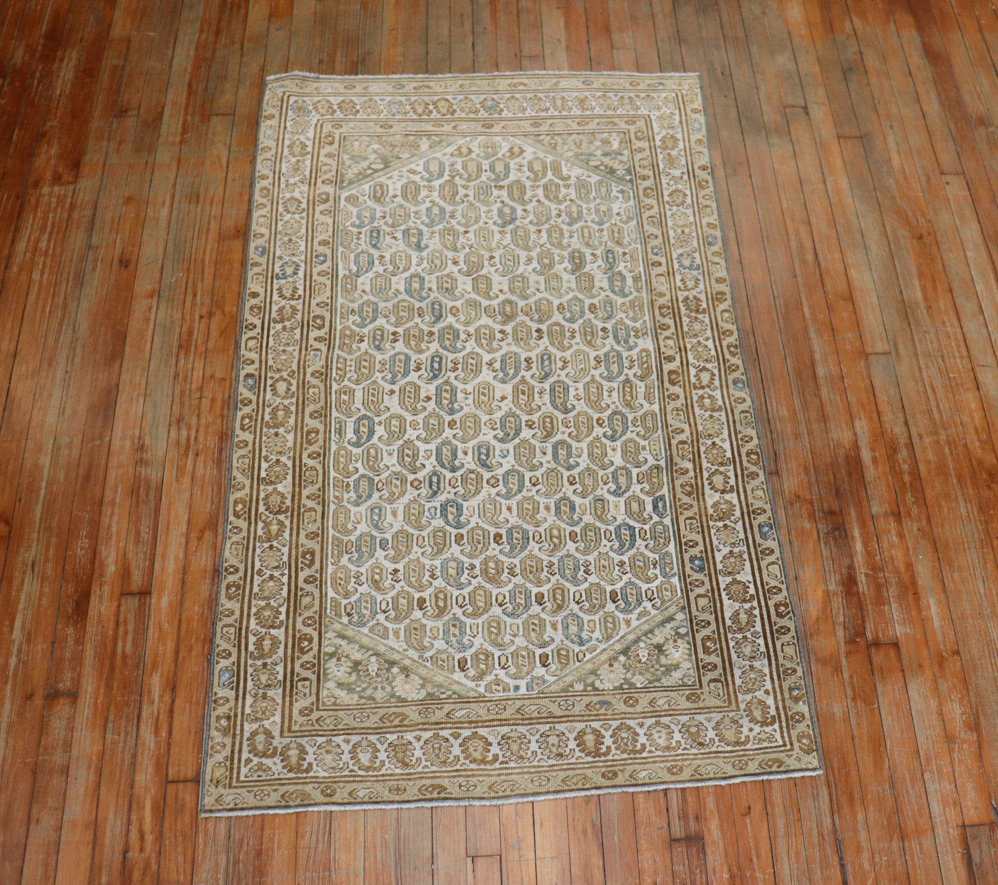 Fascinating Persian Malayer rug featuring a small paisley 