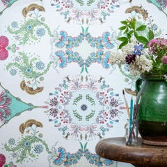 Paisley Paramecium Wallpaper in Aqua