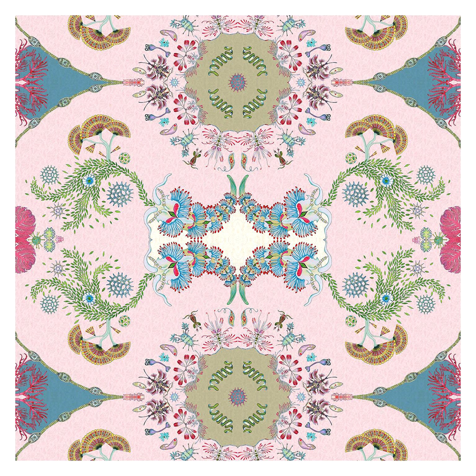 Paisley Paramecium-Tapete in Blassrosa im Angebot