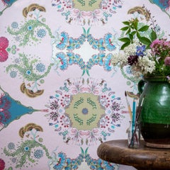 Paisley Paramecium Wallpaper in Pale Pink