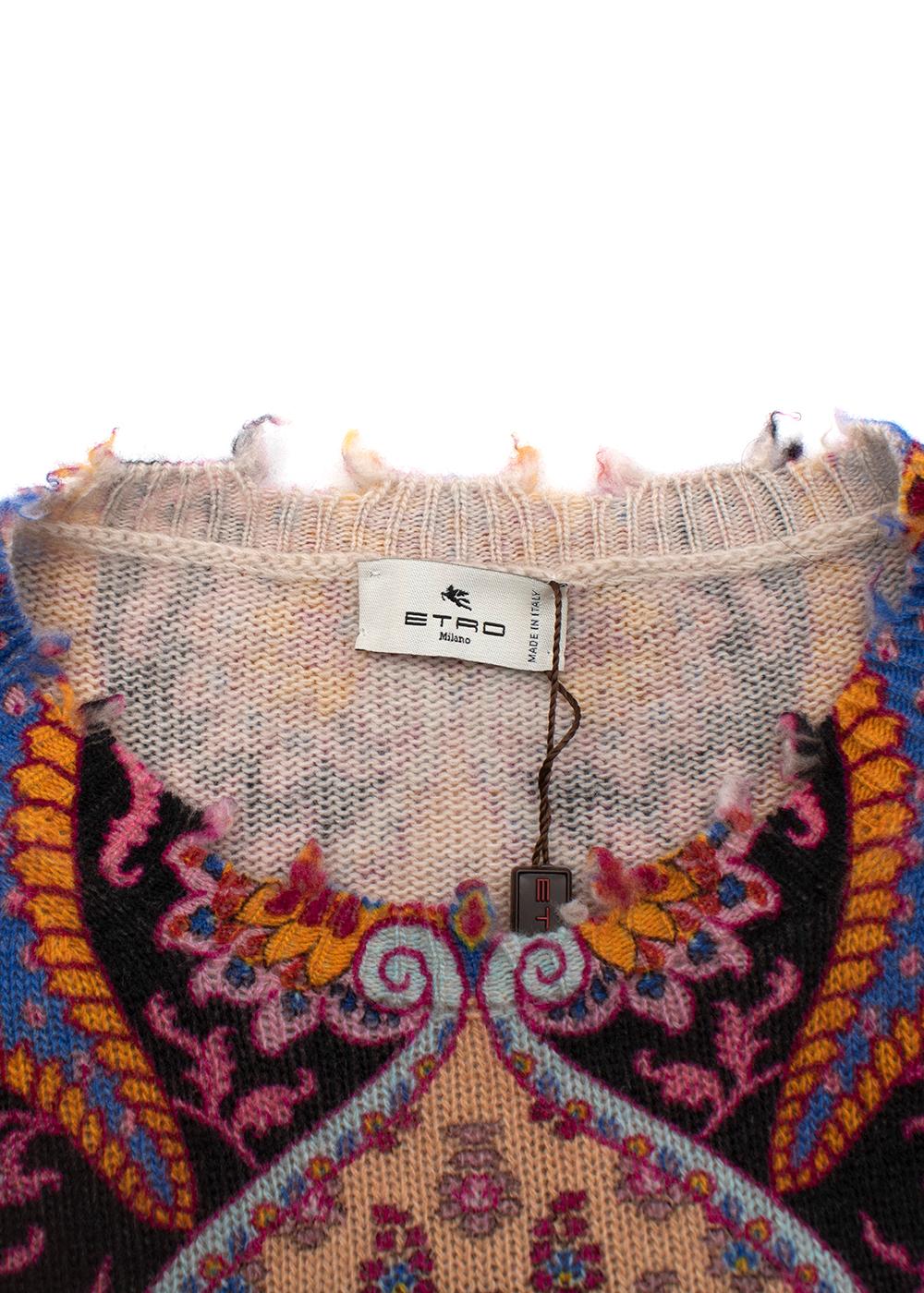 Paisley Print Distressed Fine Knit Jumper In Excellent Condition For Sale In London, GB