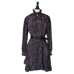 Paisley print silk tunique dress with colerette  Saint Laurent Rive Gauche 