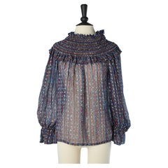Paisley printed see-through silk and lurex  blouse Saint Laurent Rive Gauche 