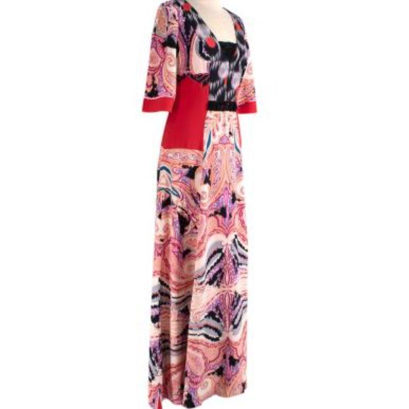 Brown Paisley Printed Silk Midi Dress For Sale