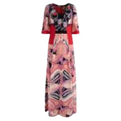 Paisley Printed Silk Midi Dress For Sale