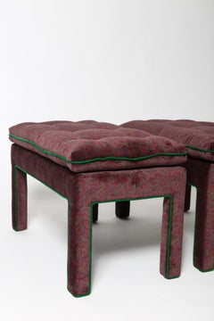 Paire de bancs Parsons en velours Paisley entièrement rembourrés