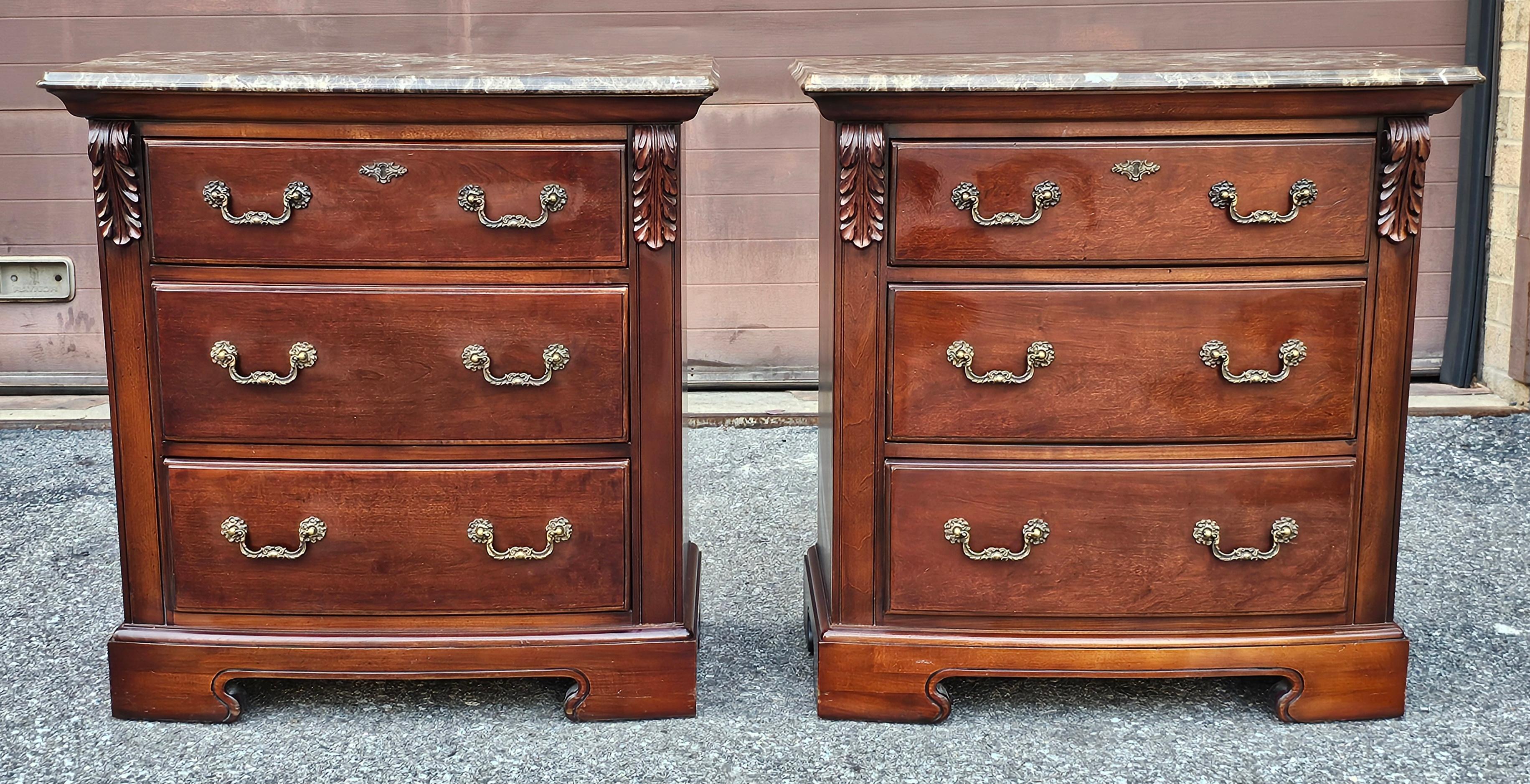 Other Pair Thomasville Fruitwood Bachelor's Chests with Marble Top For Sale