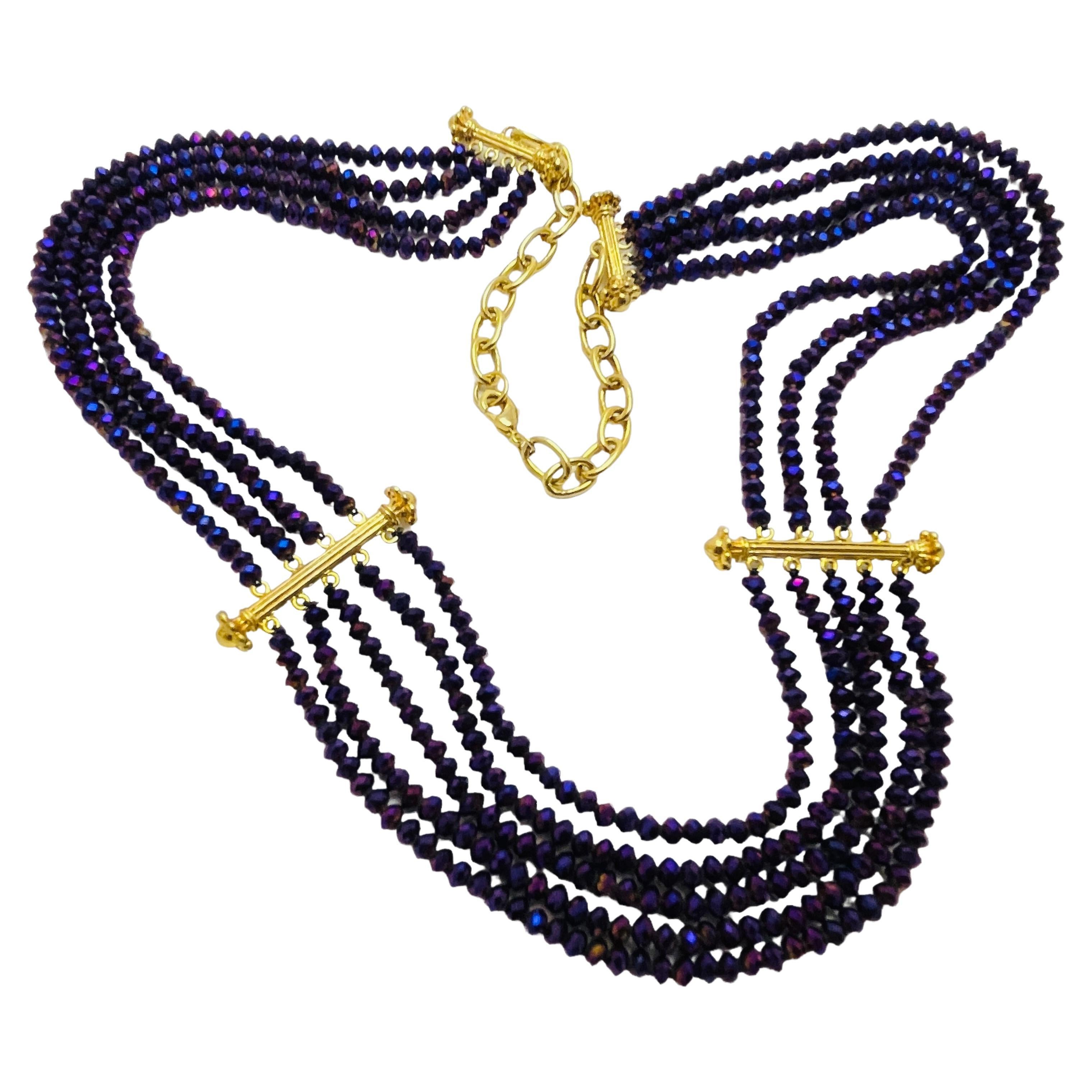PAJ BB CHINA gold plated purple crystal designer necklace For Sale