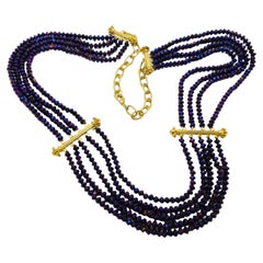 Vintage PAJ BB CHINA gold plated purple crystal designer necklace