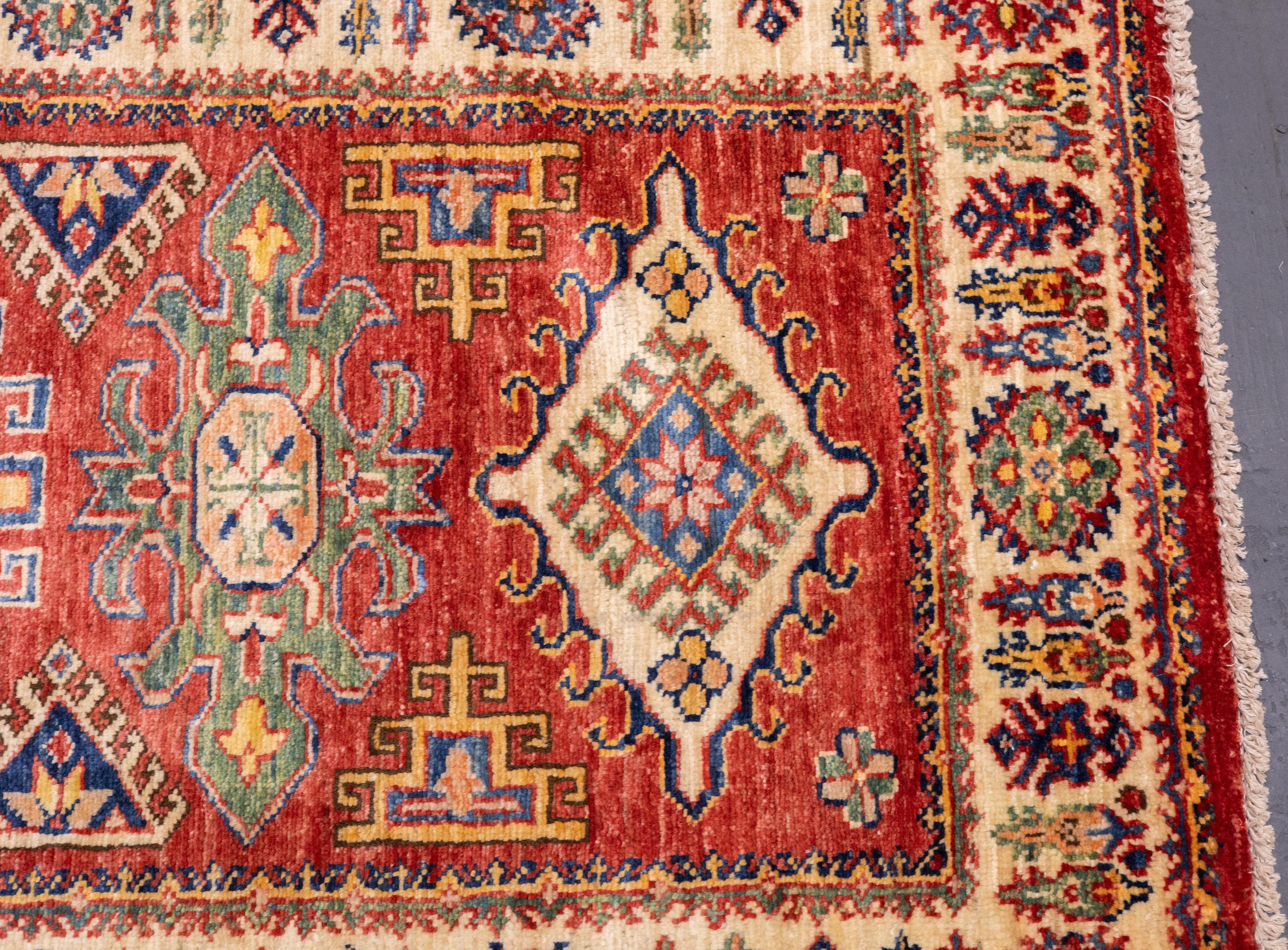 Wool PAK Kazak Long Rug 2'7'' x 9'8'' For Sale