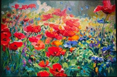 Enchanted Garden Ölgemälde, Zeitgenössische Landschaft, Gerahmte Kunst