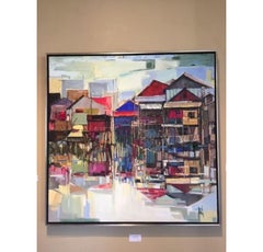 Peinture à l'huile sur toile Highground, encadrée, 21ème siècle, 50x50".