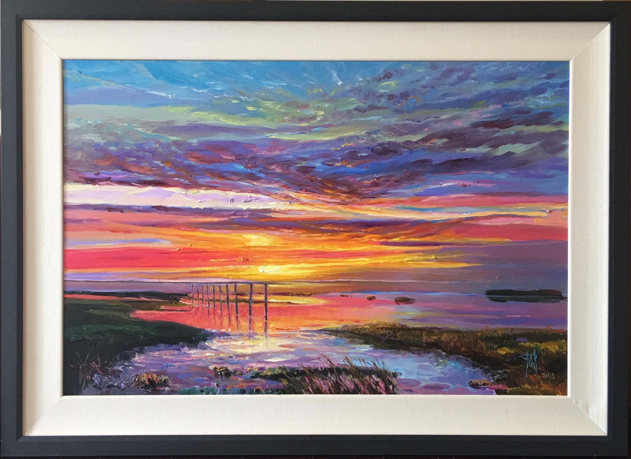 Sunset on Low Country - Painting by Pakan Penn