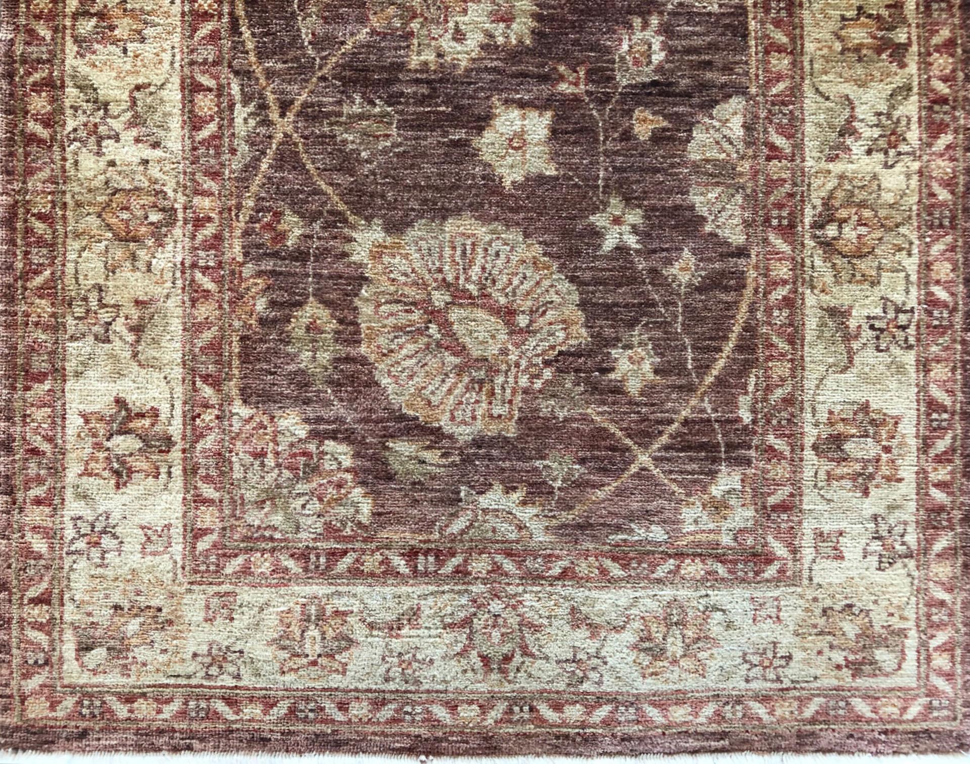20th Century Pakistan Hand Knotted All Over Brown Peshawar Runner Rug For Sale