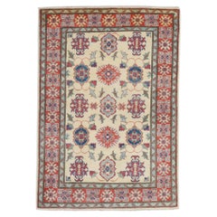 Pakistani Kazak Wool 3x5 Ivory & Red Handmade Area Rug