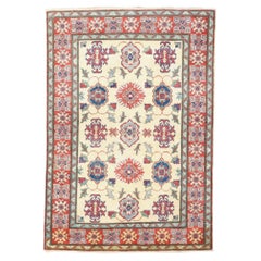 Pakistani Kazak Wool 3x5 Ivory & Red Handmade Area Rug