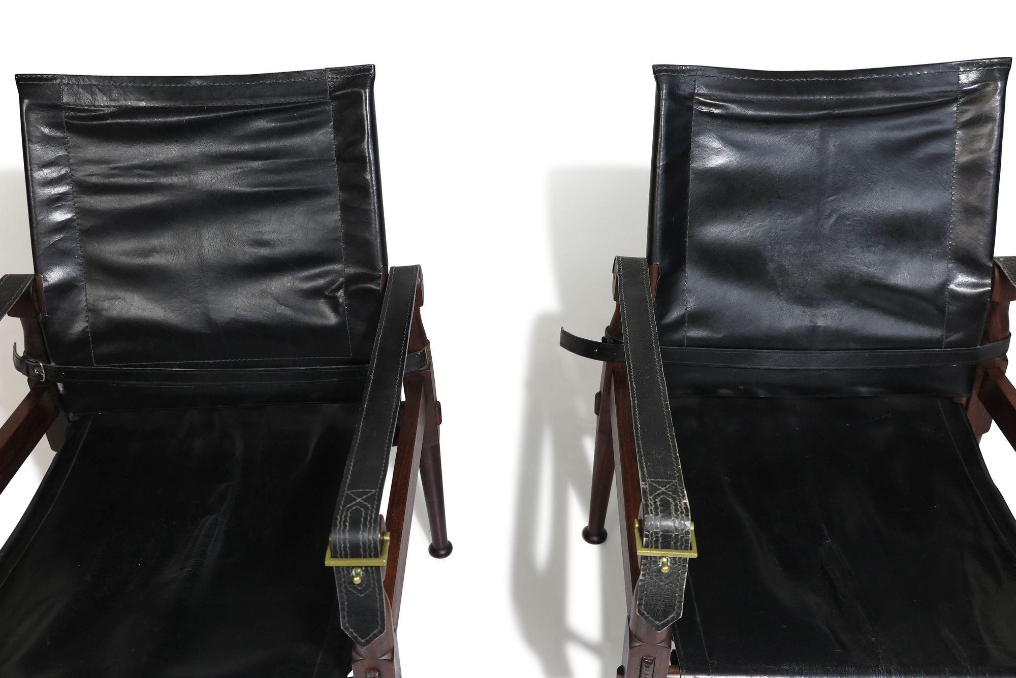 Pakistani Rosewood Safari Chairs with Brass by Hayat Brothers 6
