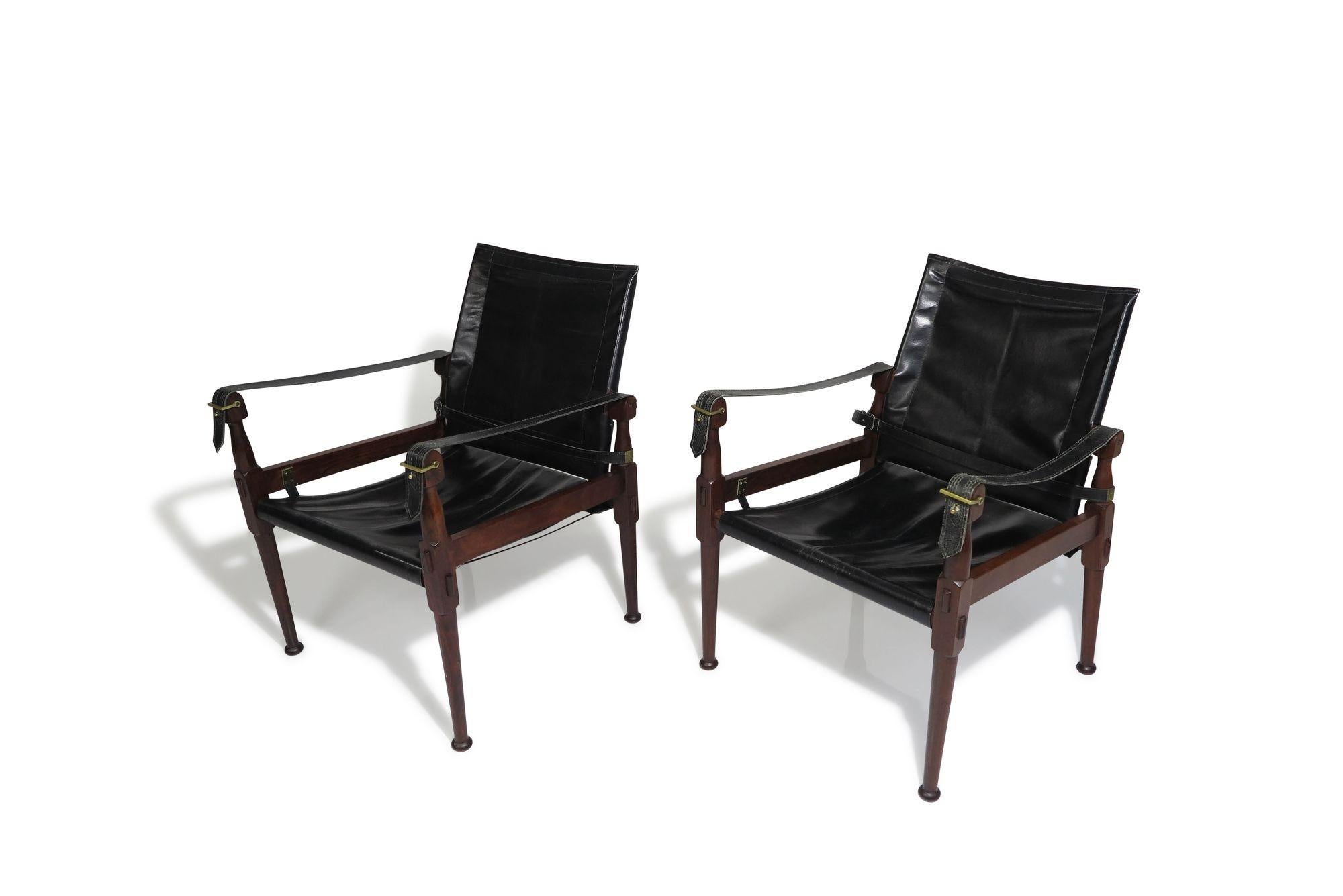 Pakistani Rosewood Safari Chairs with Brass by Hayat Brothers 1