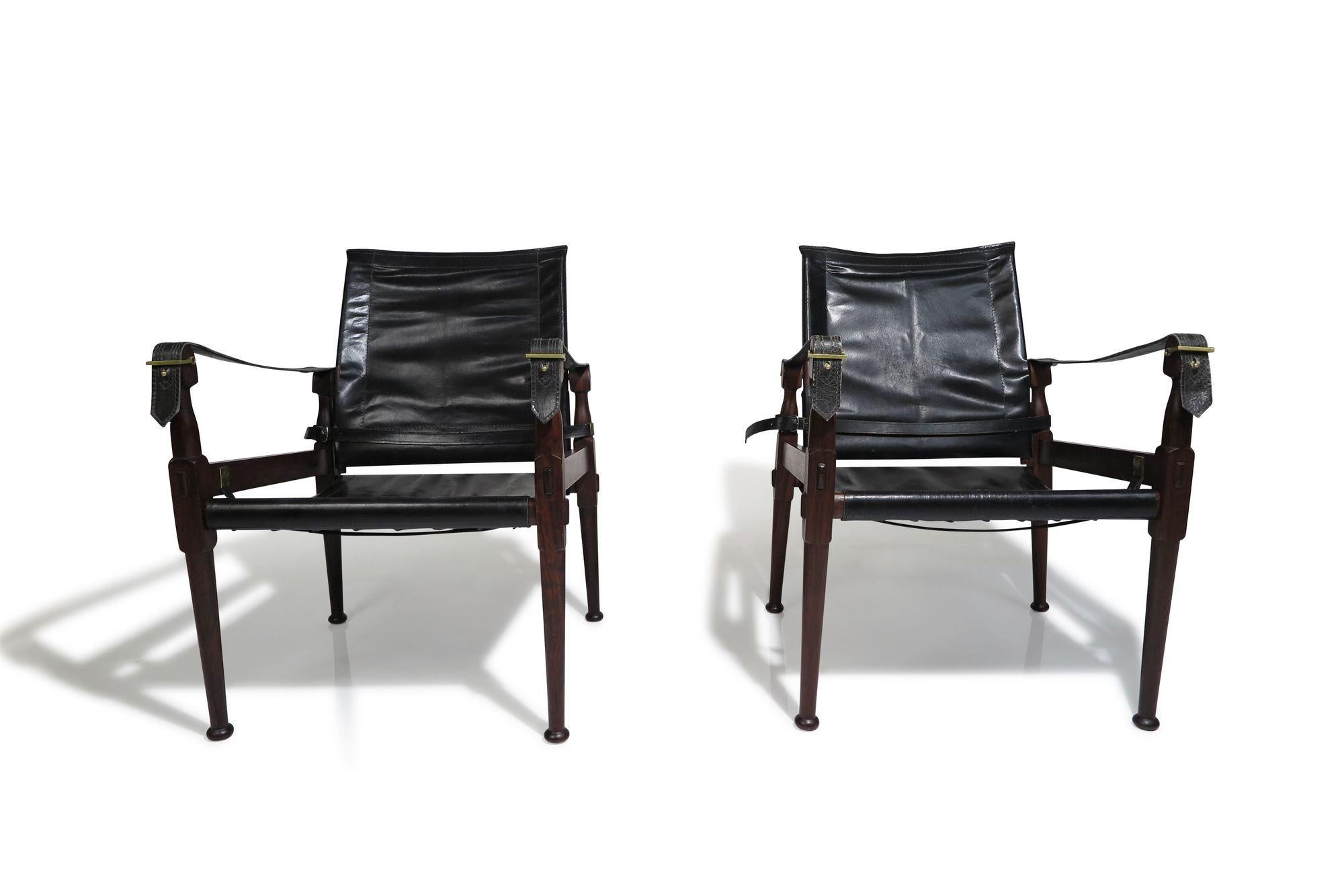 Pakistani Rosewood Safari Chairs with Brass by Hayat Brothers 2