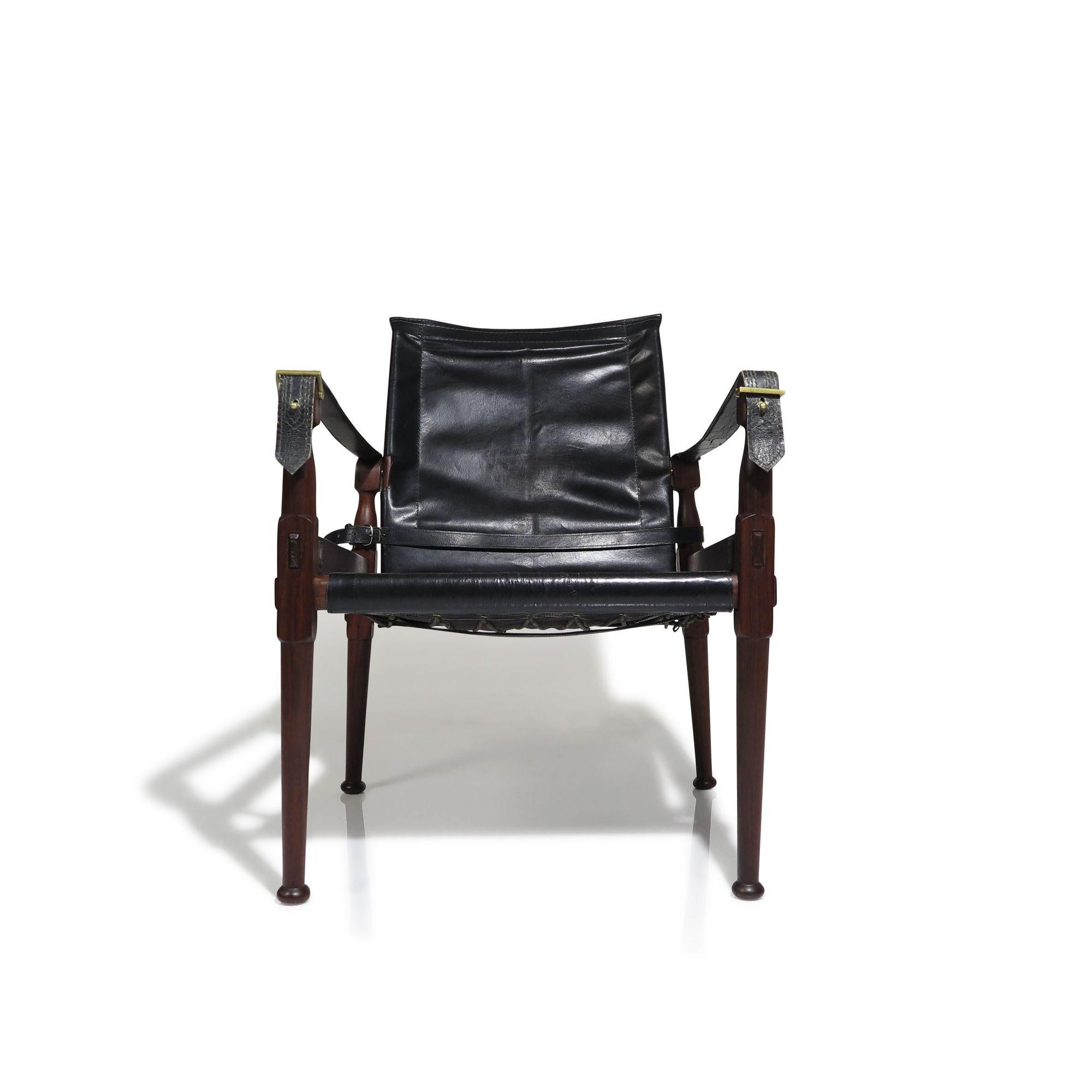 Pakistani Rosewood Safari Chairs with Brass by Hayat Brothers 3