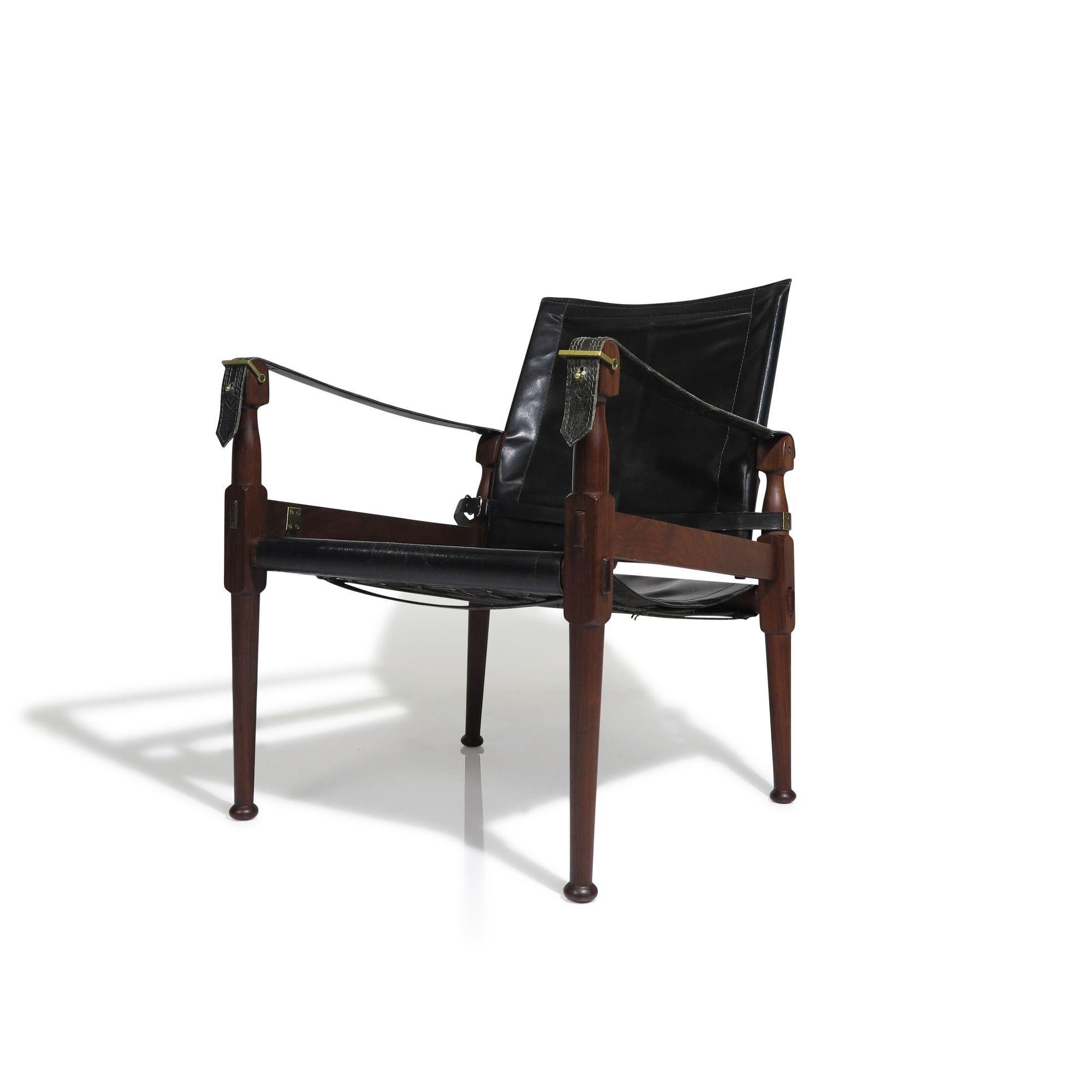 Pakistani Rosewood Safari Chairs with Brass by Hayat Brothers 4