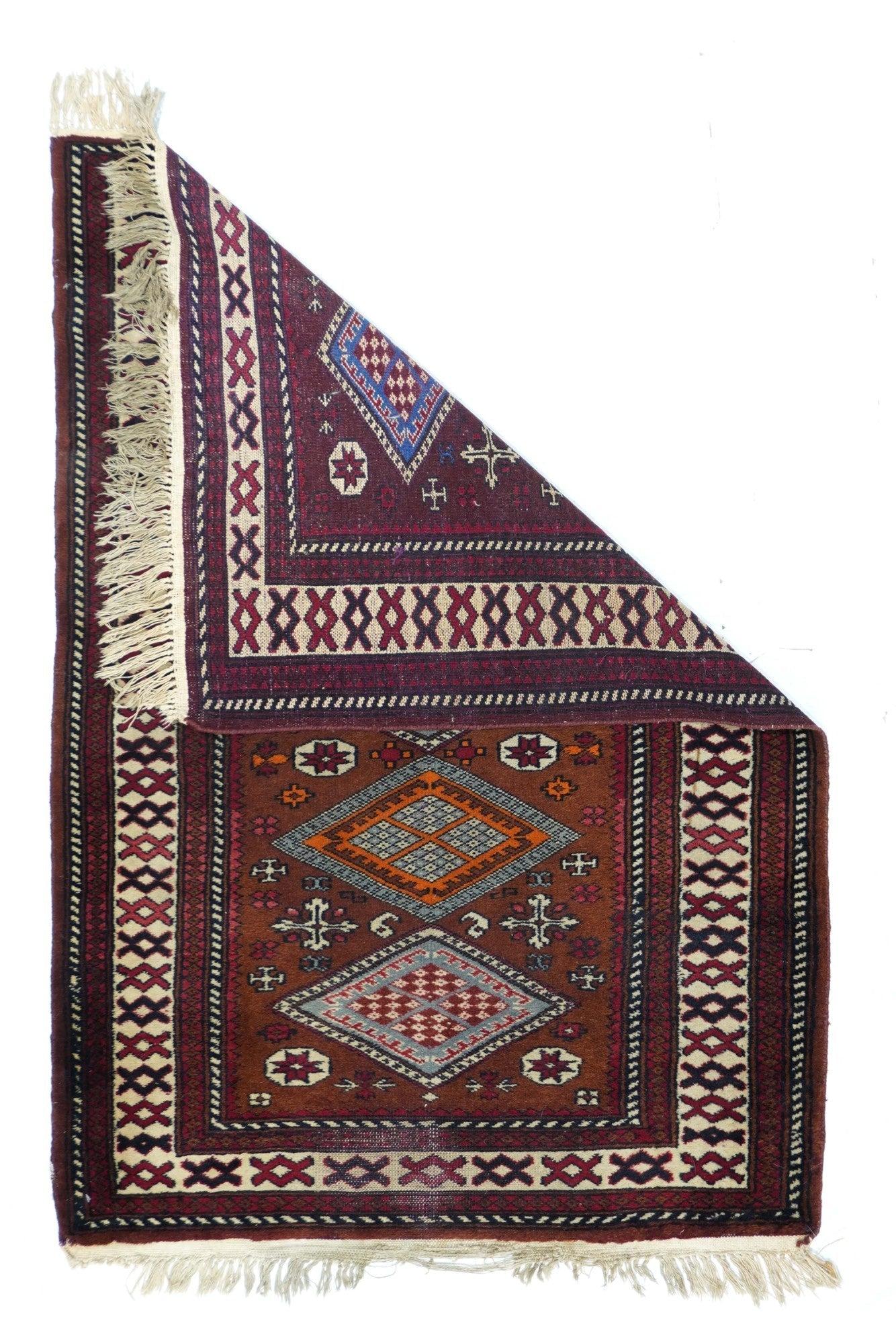 Pakistani Rug 3'2'' x 4'10''. Pakistani post-WWII rug, generally scatters, with soft wool and curvilinear Persianate designs. Synthetic dyes, cotton foundations. Moderate to medium weaves. 
