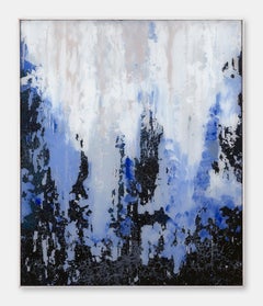 Avalanche I - Contemporary, Abstract Painting, Blue, White, Black